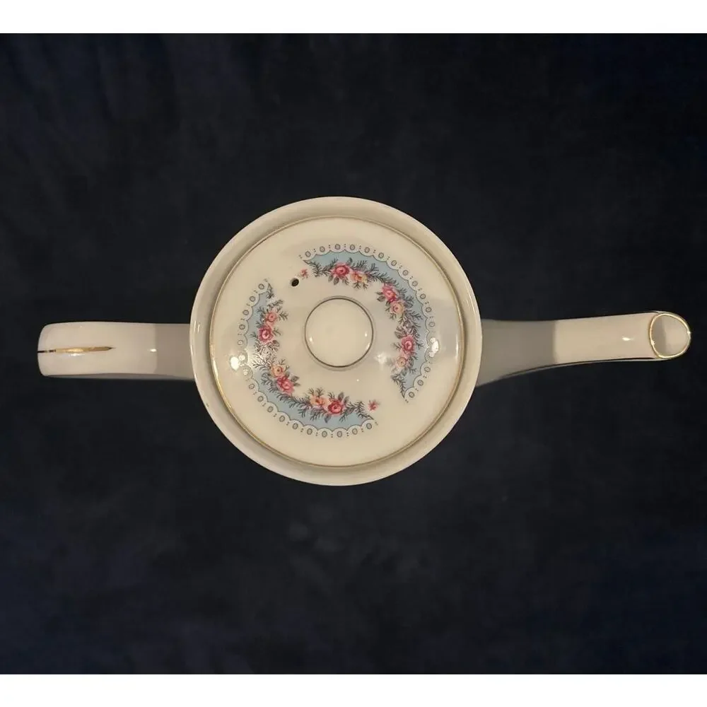 Vintage Porcelain Coffee Pot with Gold Trim & Floral design Made in Taiwan